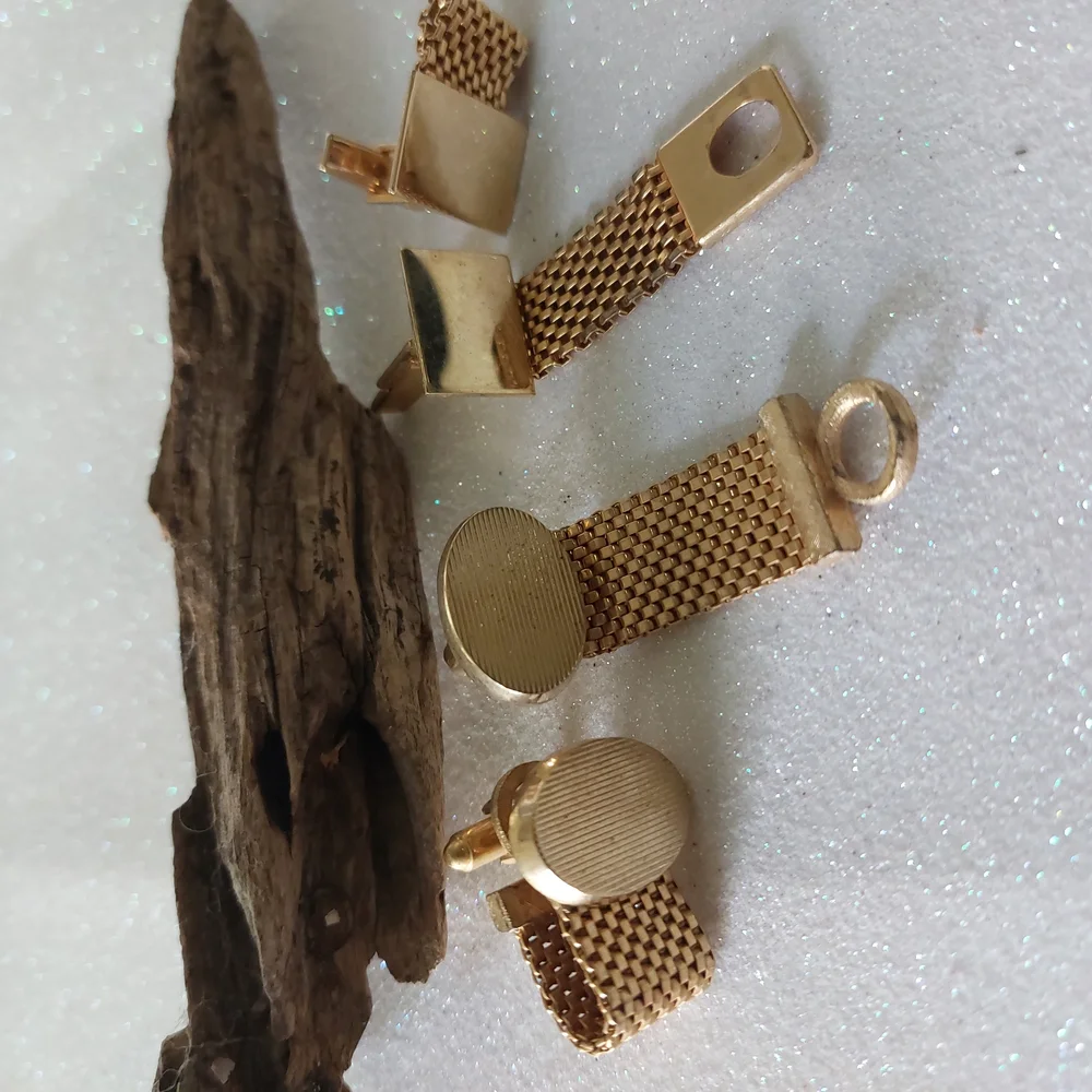Dante Gold Mesh Cuff Links with Textured Design, Estate Jewelry, Vintage